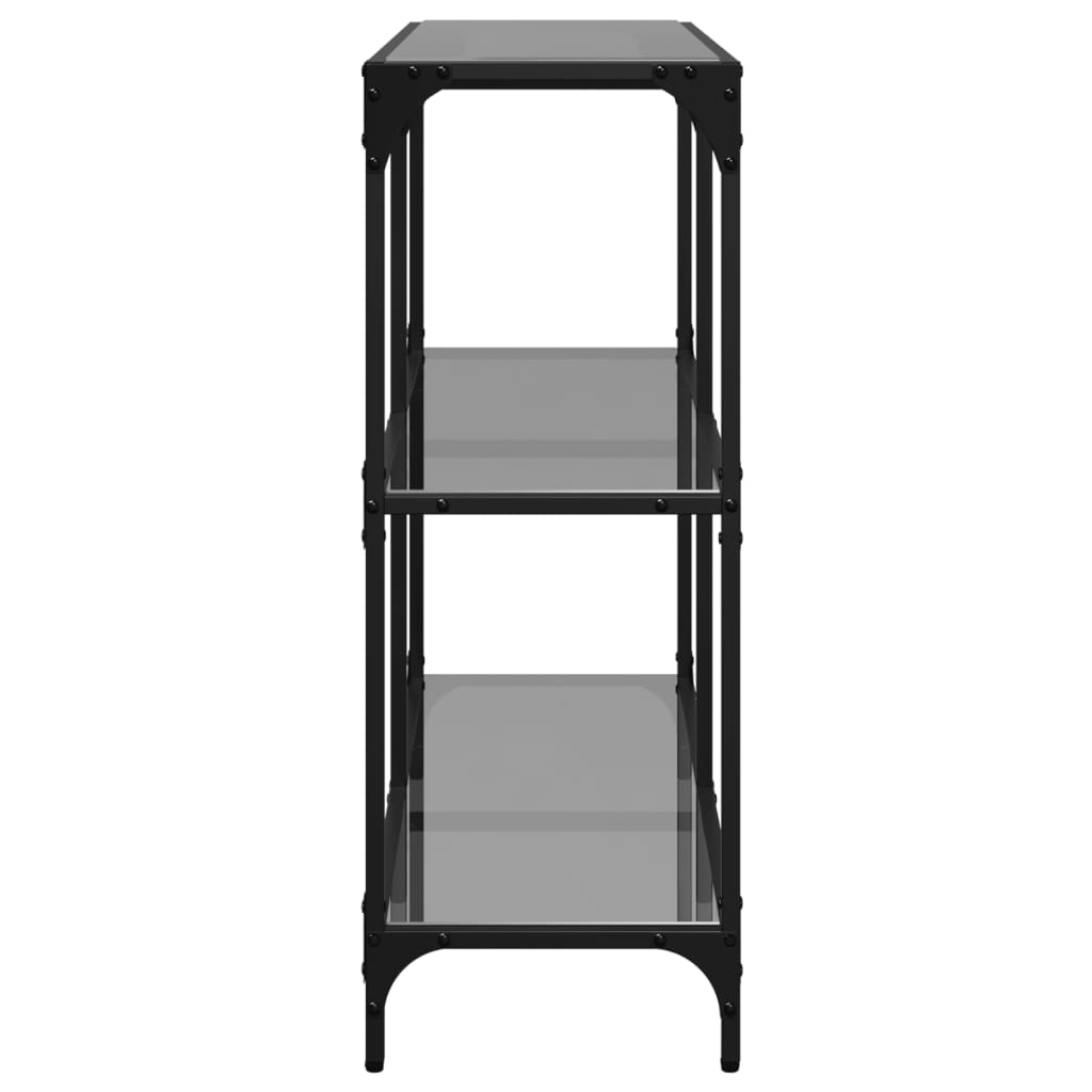 Console Table with Black Glass Top 98x30x81 cm Steel